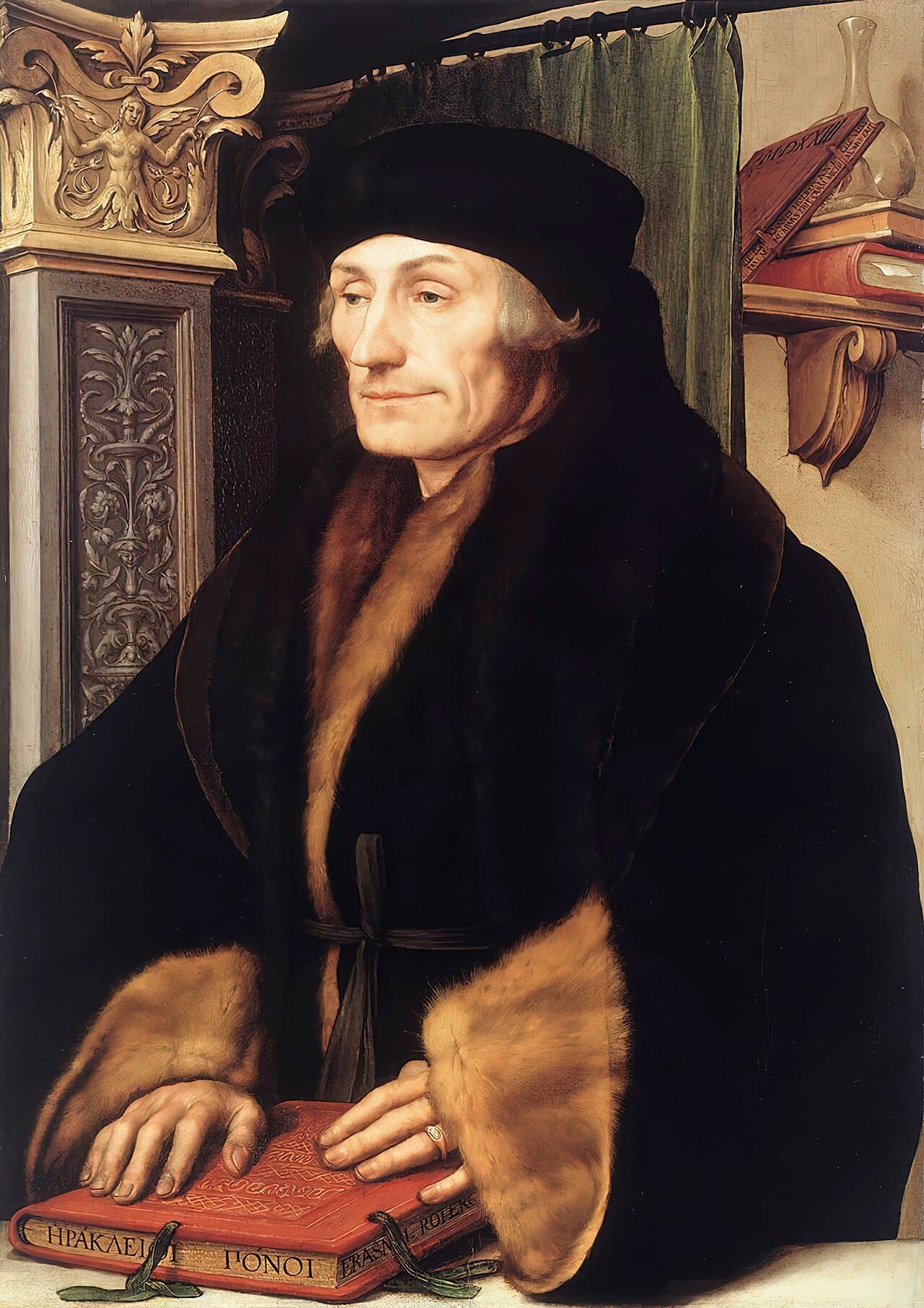 Portrait of Desiderius Erasmus of Rotterdam with Renaissance Pilaster.