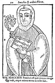 Medieval engraving of Joachim of Fiore (also known as Joachim of Flora), a benedictine monk and milenarist philosopher.