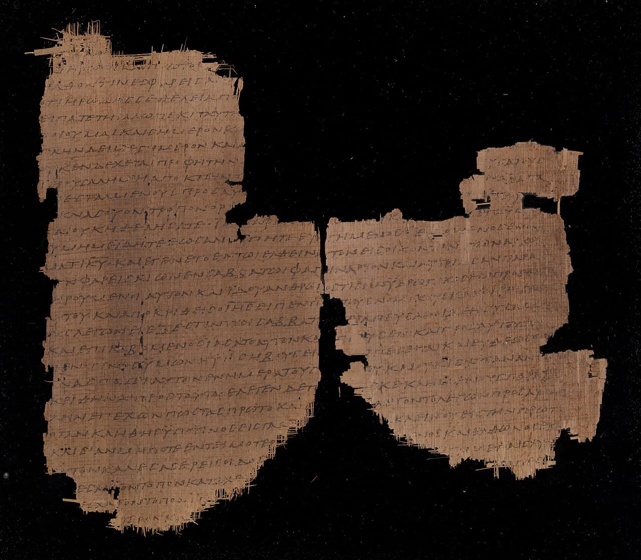 Luke 13:29–35 and 14:1–10. From the Four Gospels and Acts of the Apostles (Papyrus 45). Egypt, c. A.D. 200–250. Chester Beatty Library BP I, f.15r
