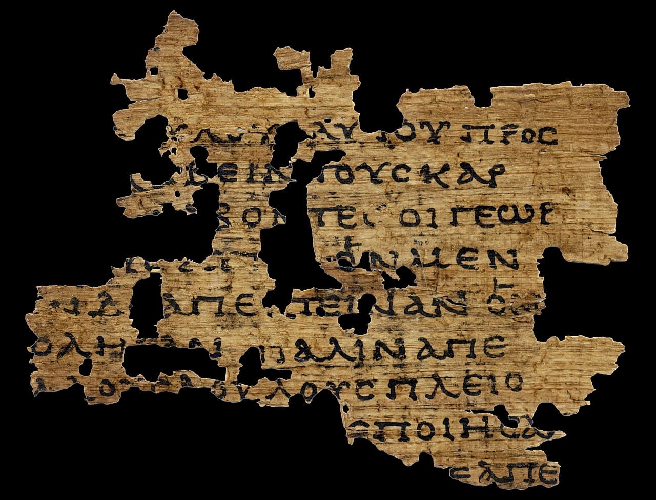 Papyrus fragment containing Matthew 21:34-37
