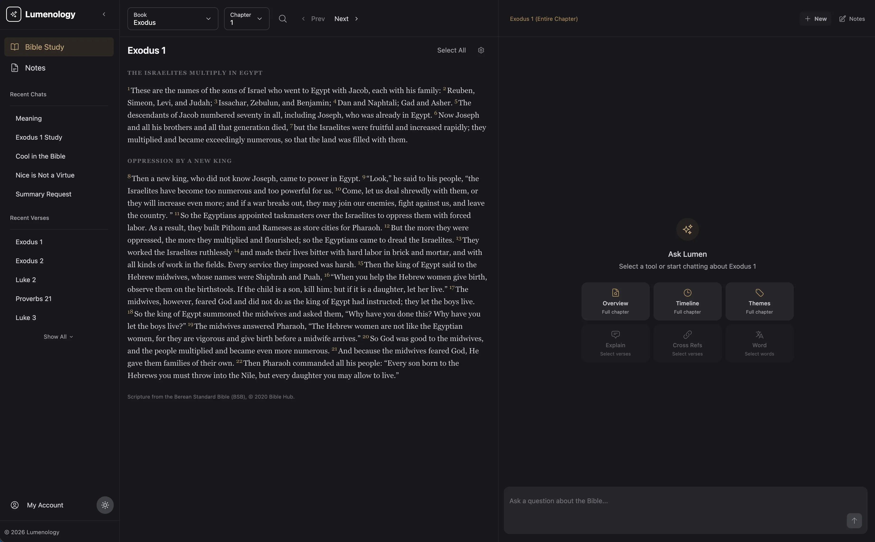 Lumenology Desktop Interface - Dark Mode